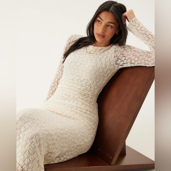 AKIRA Dresses & Skirts - AKIRA Cream Lace Maxidress